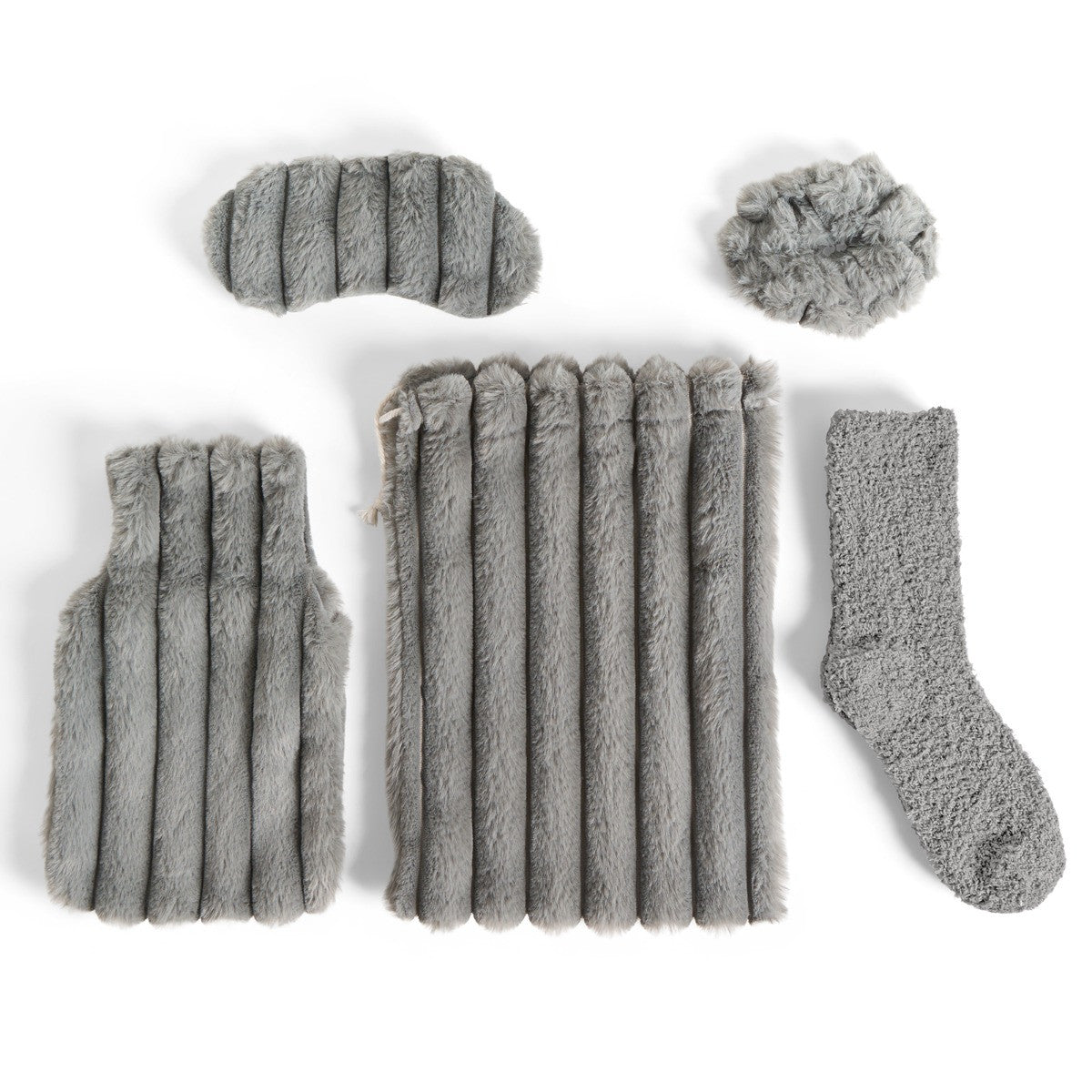 Ribbed Hot Water Bottle Gift Set - Grey 🇬🇧