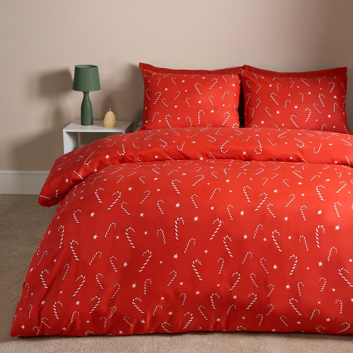 Christmas Candy Cane Duvet Cover Set - Red 🇬🇧