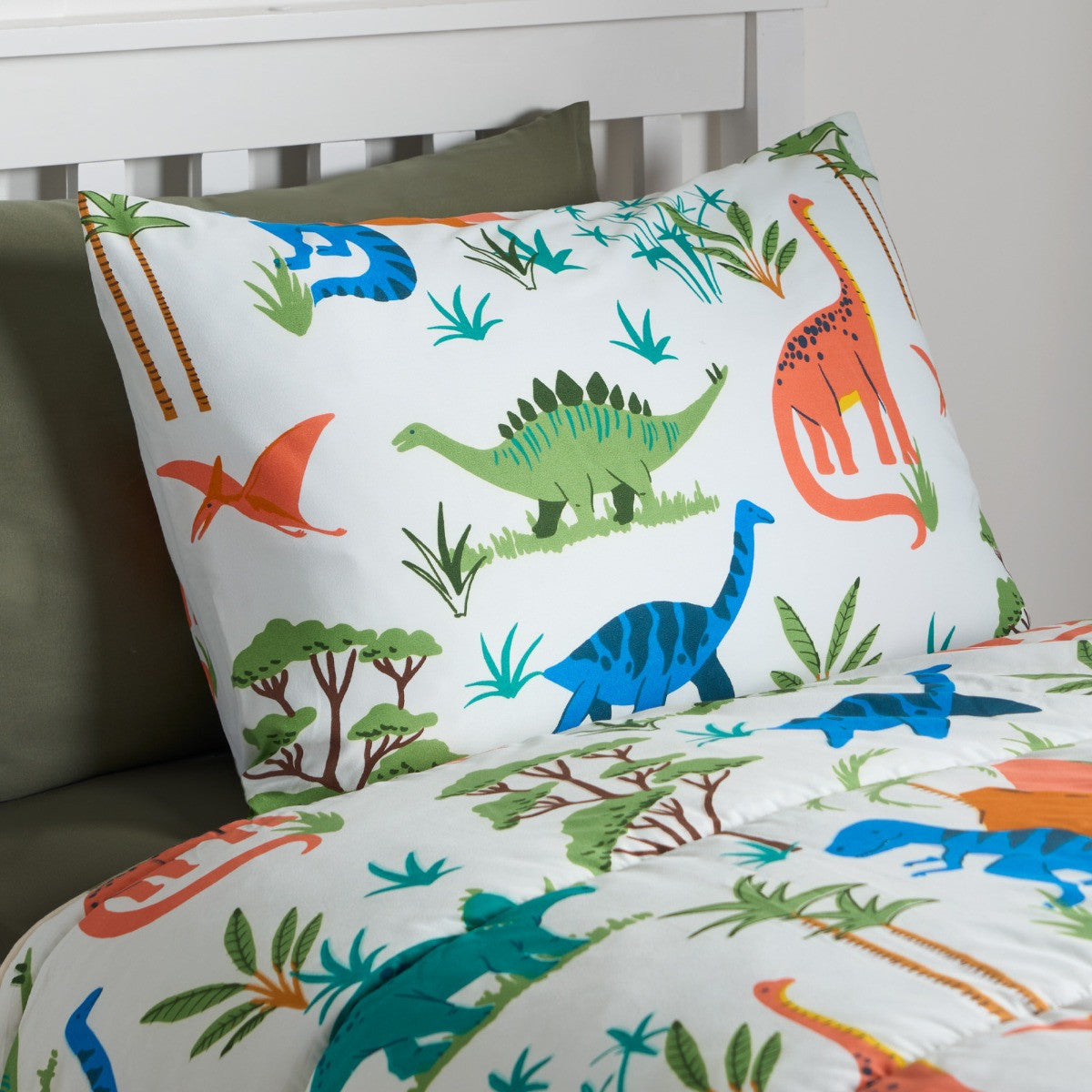 Dino Coverless 10.5 Tog Duvet & Pillowcase, Multi - Single 🇬🇧