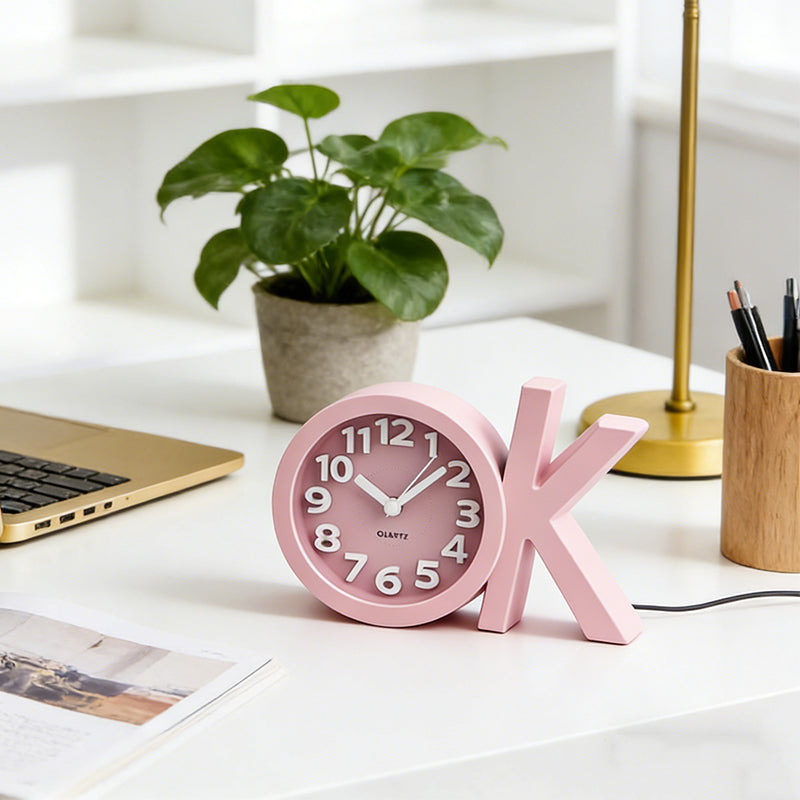OK Shaped Alarm Clock Wake up Clock Bedroom Alarm Clock for Girls Boys Children Adults Random Colours 🇬🇧