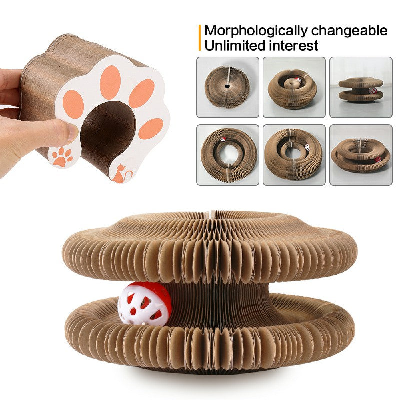 Organ Cat Scratching Board Foldable Accordion Cat Toy with Toy Bell for Cat Grinding Claw 🇬🇧