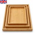 3PCS Wooden Trays Set Bamboo Serving Trays Food Platter for Eating Dinner Tea Dessert Snacks 🇬🇧