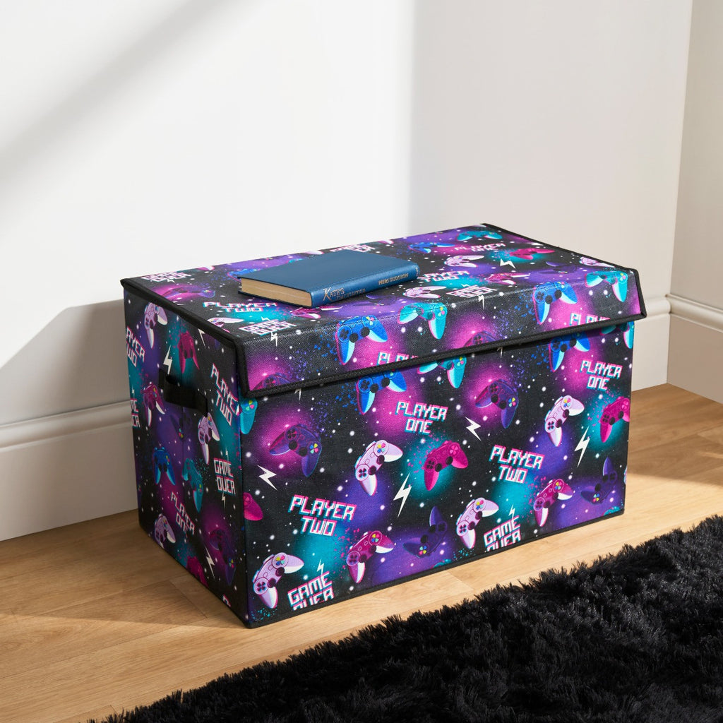 Gaming Large Collapsible Storage Box with Lid - Neon 🇬🇧