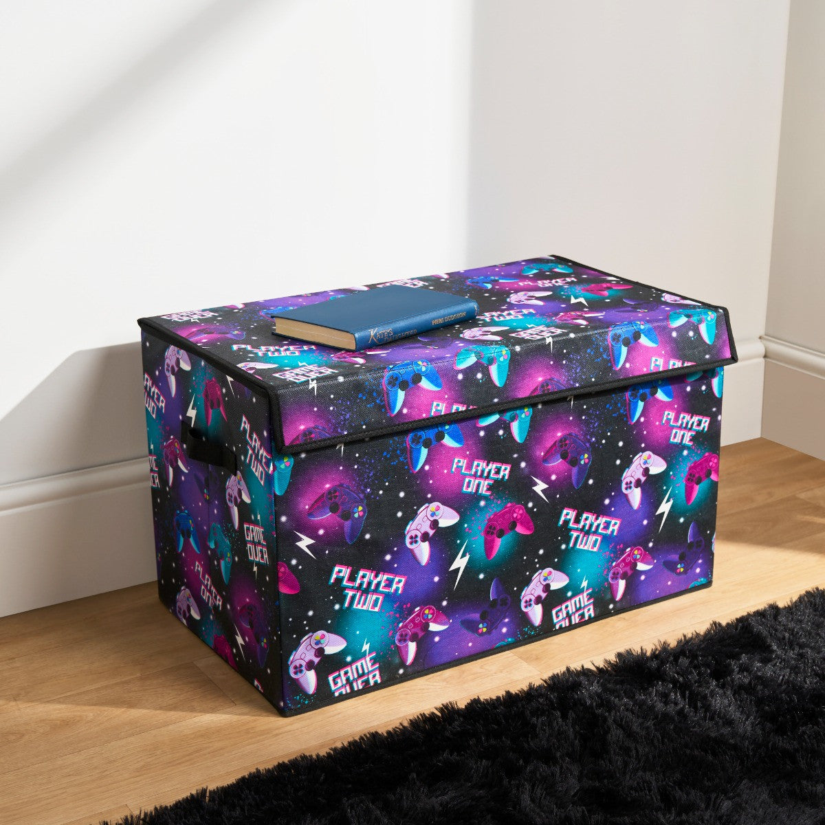 Gaming Large Collapsible Storage Box with Lid - Neon 🇬🇧