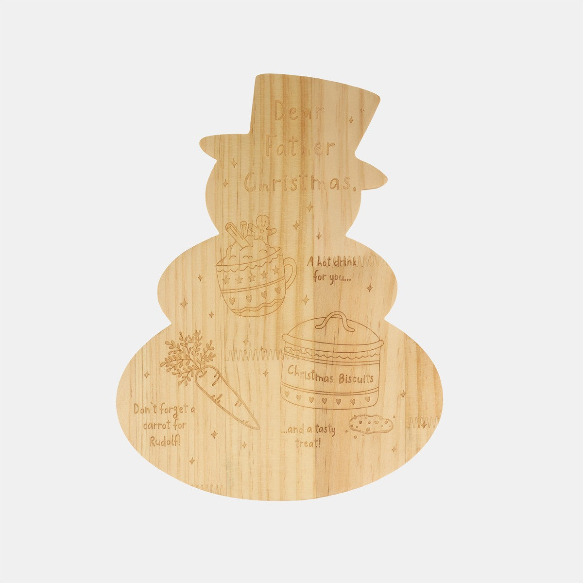 Snow Man Christmas Eve Serving Board - Natural 🇬🇧