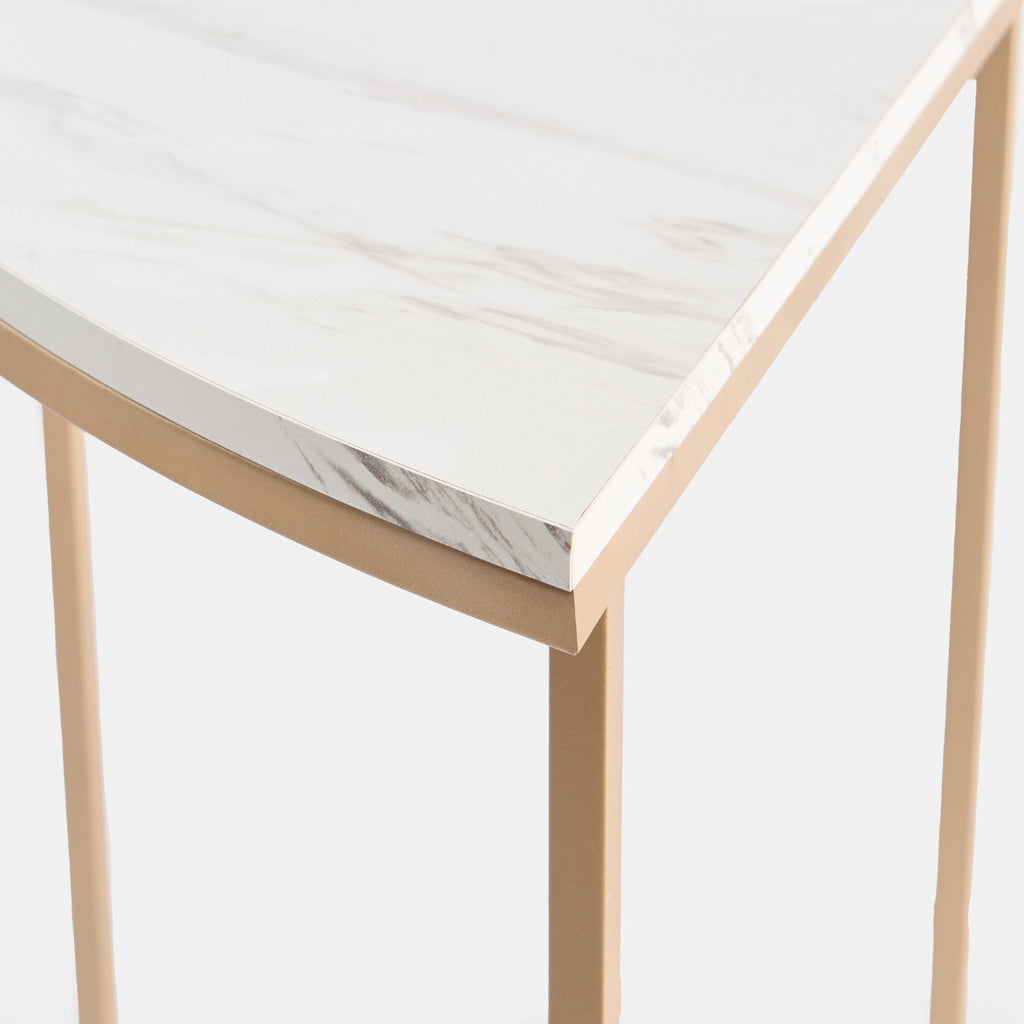 Manhattan Marble Effect Semicircle Console Table - Gold/White 🇬🇧