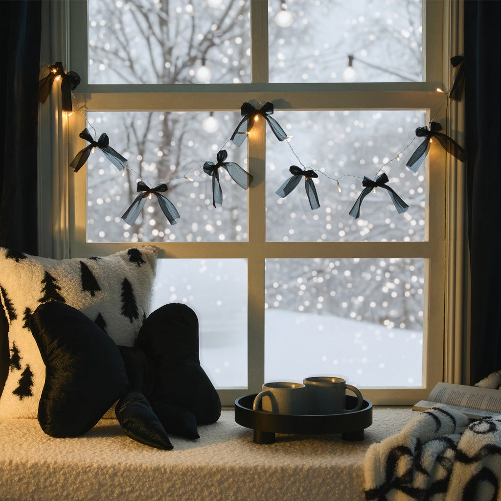 10 Pack LED Bow String Lights - Black