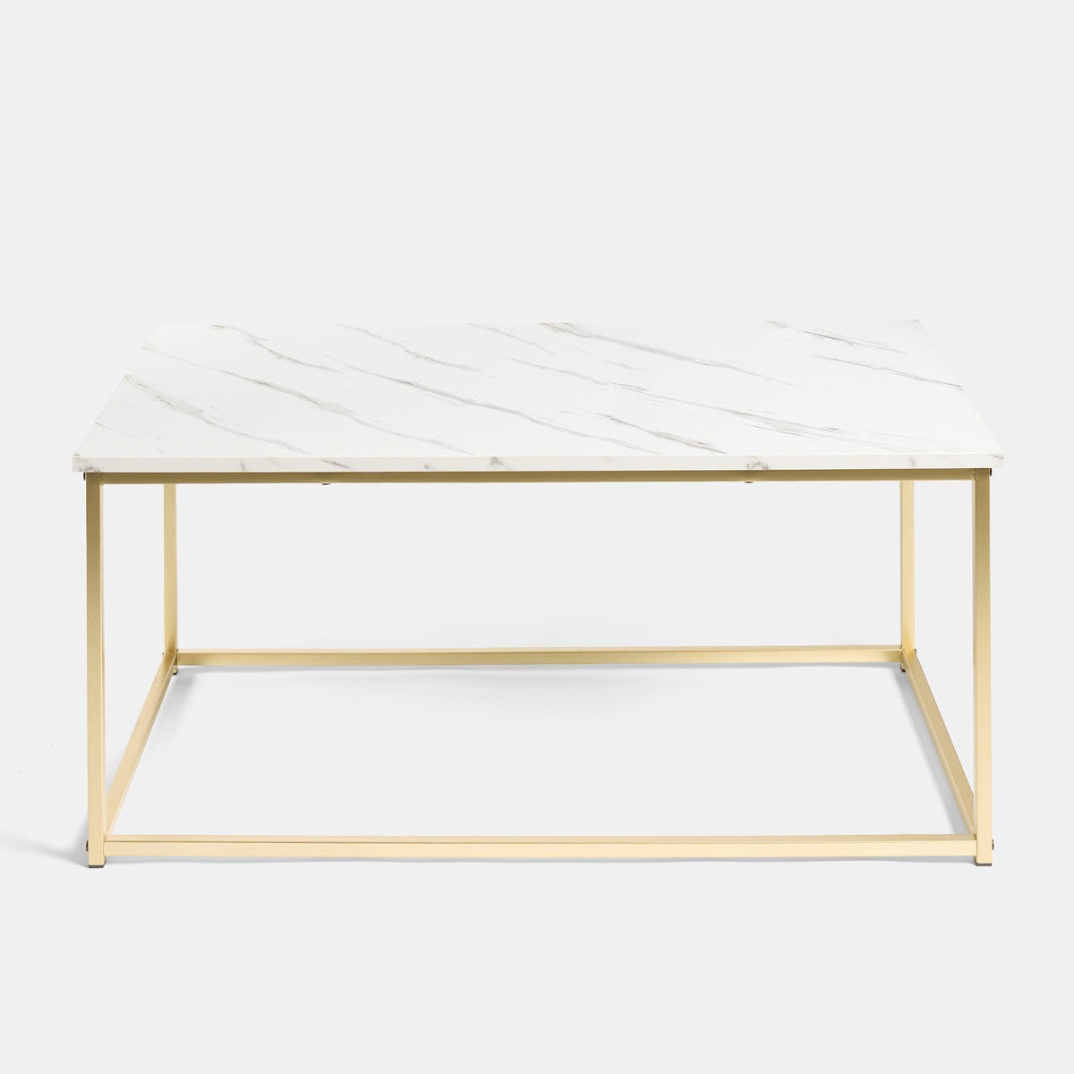 Manhattan Marble Effect Rectangle Coffee Table - White/Gold 🇬🇧