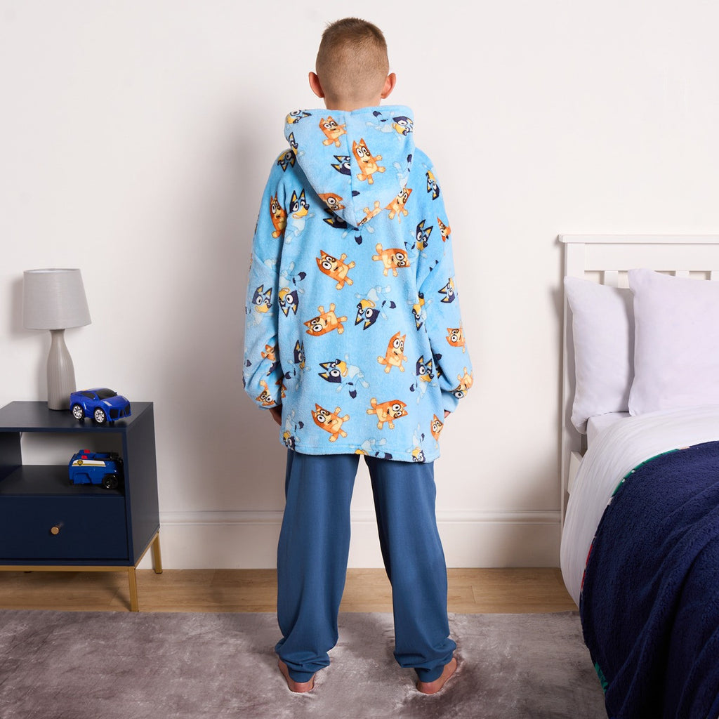 Kids Bluey Novelty Sherpa Hoodie Blanket - Blue 🇬🇧