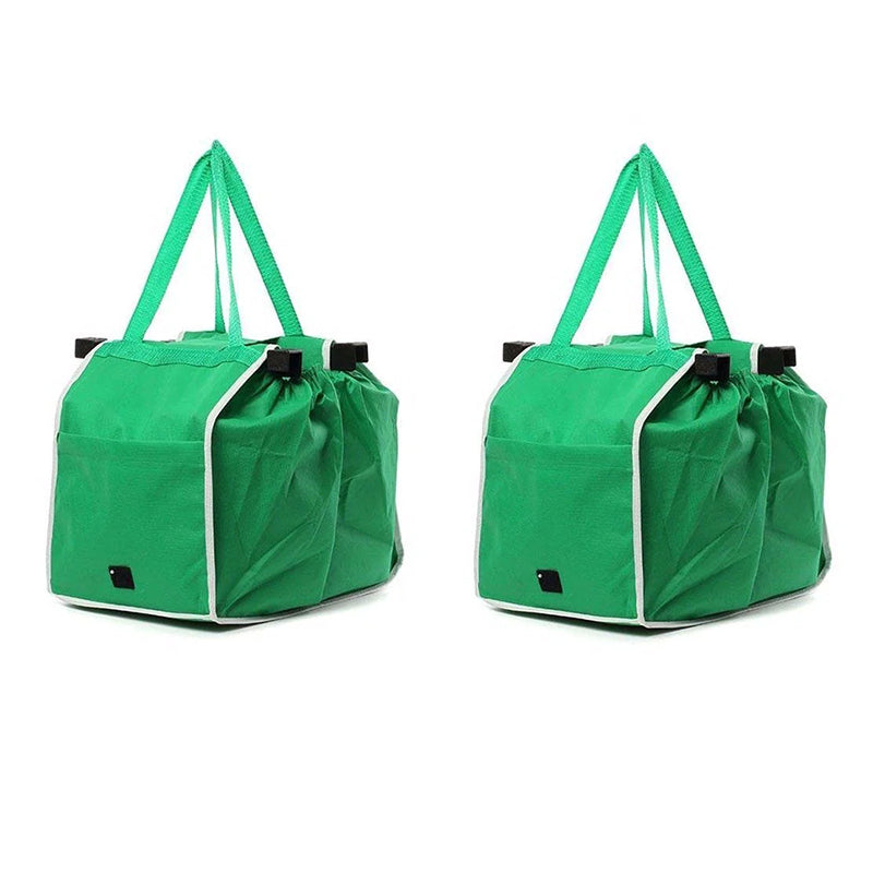 2 pcs Supermarket Shopping Bag Trolley Foldable Reusable Grocery Grab Clips Bag 🇬🇧