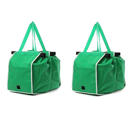 2 pcs Supermarket Shopping Bag Trolley Foldable Reusable Grocery Grab Clips Bag 🇬🇧