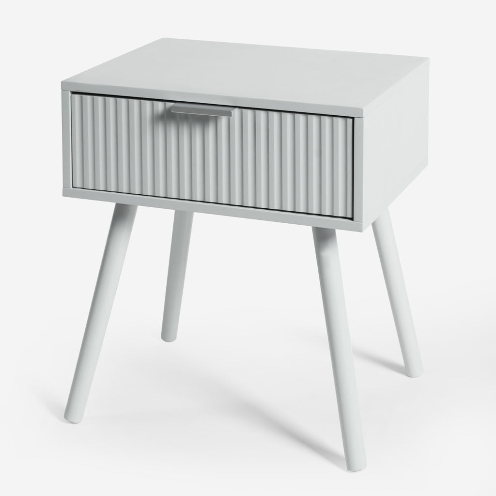 Venice Ribbed Bedside Table - Grey 🇬🇧