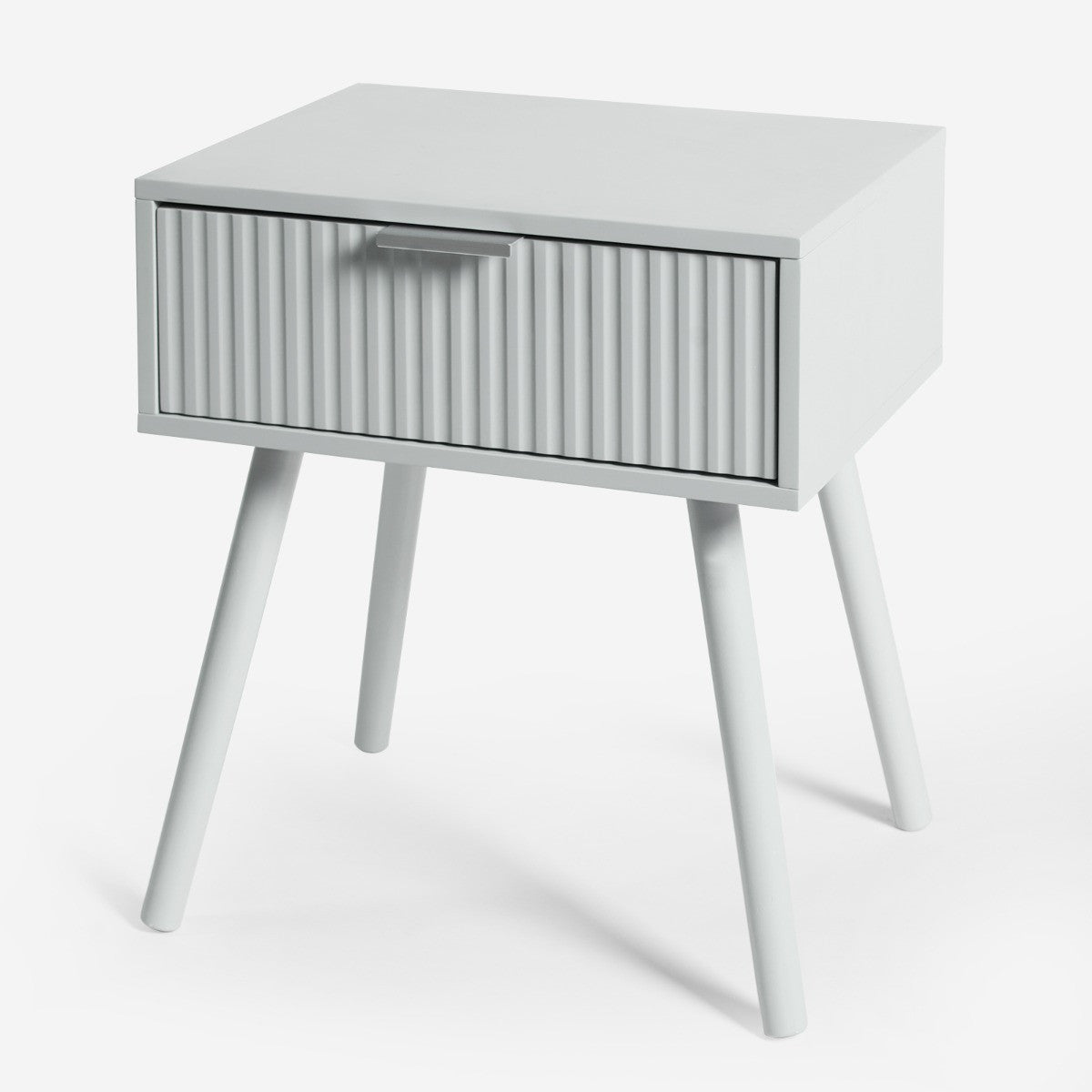 Venice Ribbed Bedside Table - Grey 🇬🇧