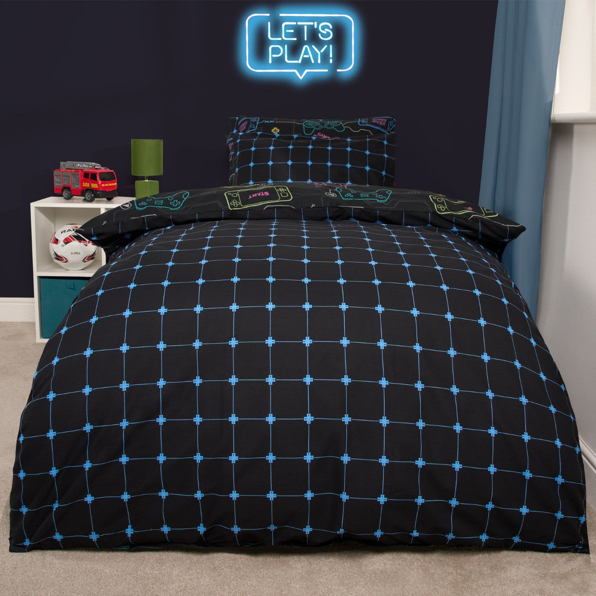 Gaming Print Reversible Duvet Set - Black 🇬🇧