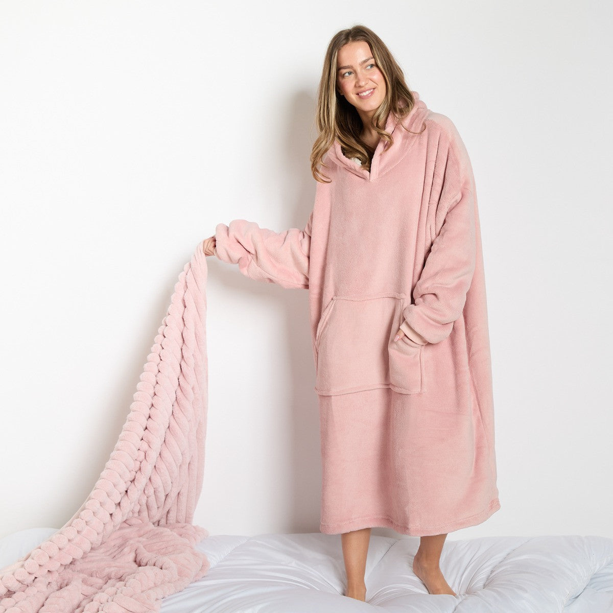Adults Extra-Long Sherpa Hoodie Blanket 🇬🇧