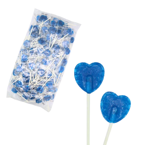 Blue Raspberry Heart Lollipops 1kg 🇬🇧