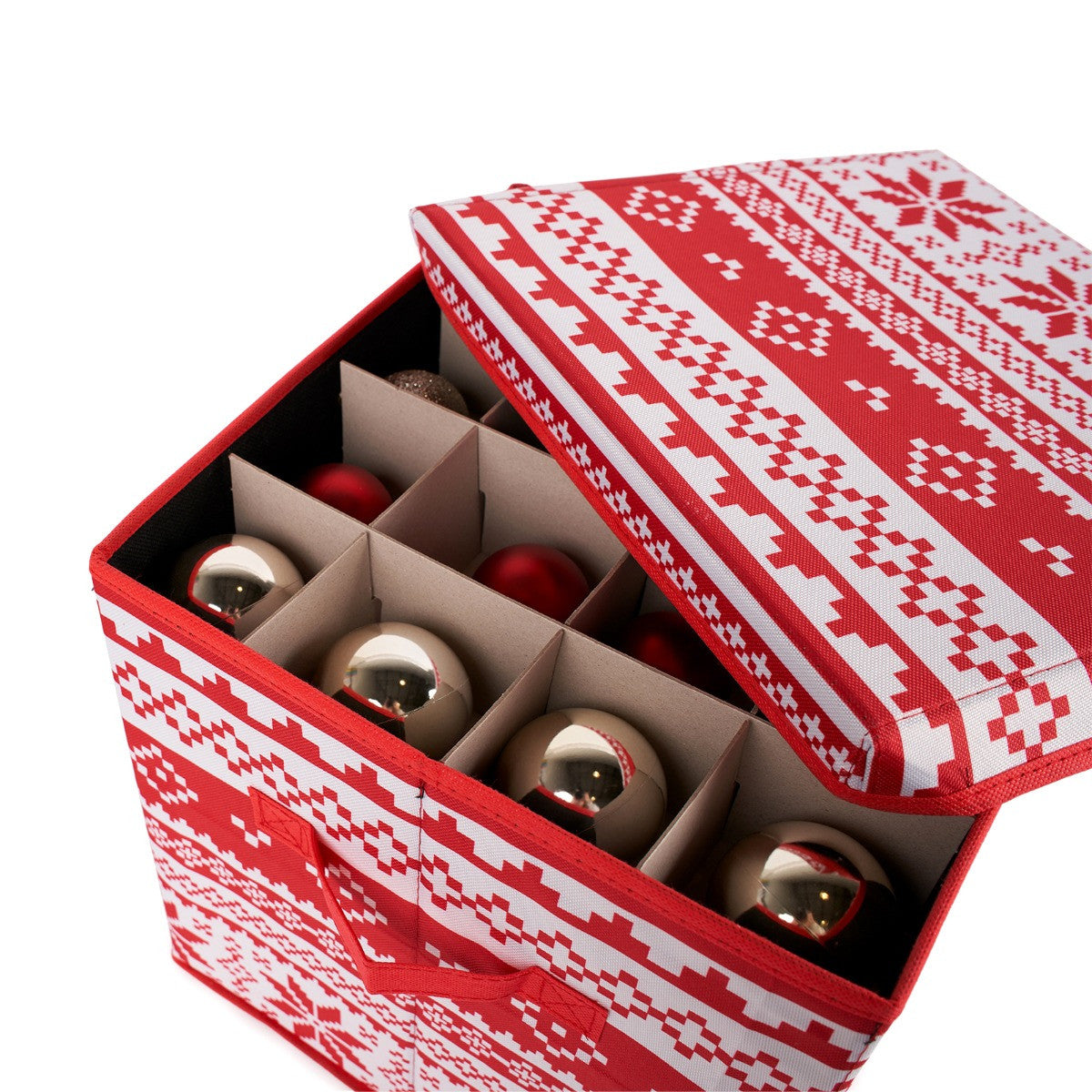 Christmas Nordic Print Bauble Storage Box - Red 🇬🇧