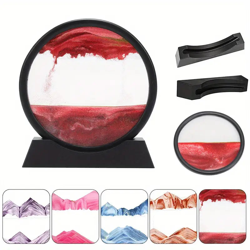 3D Dynamic Moving Sand Painting round glass stand 🇨🇳