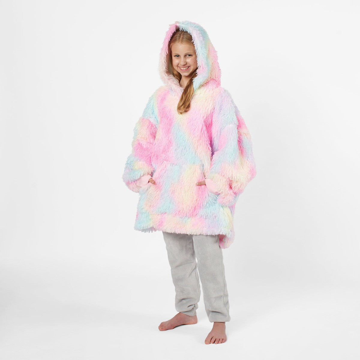 Kids Fluffy Tie Dye Hoodie Blanket - Multi 🇬🇧