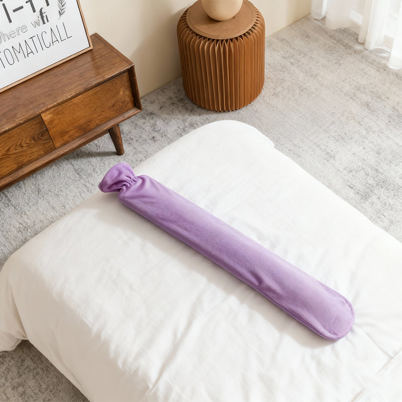 2.5ft Long Hot Water Bottle with Fleece Cover for Compress Pain Relief Random Color 🇬🇧