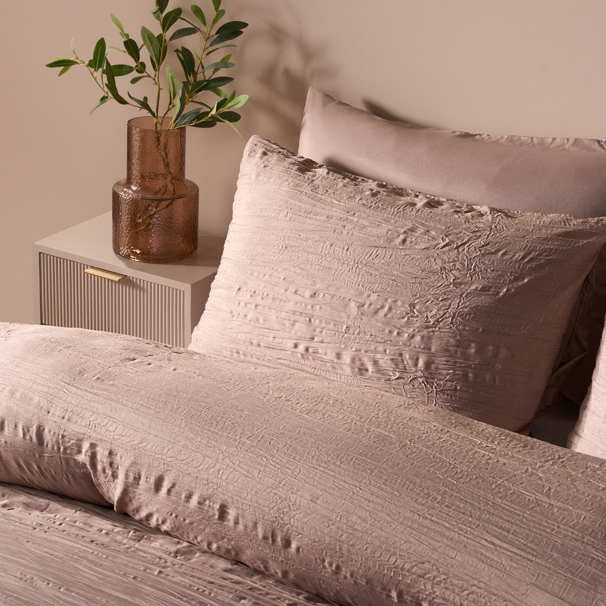Crinkle Duvet Set - Mink 🇬🇧