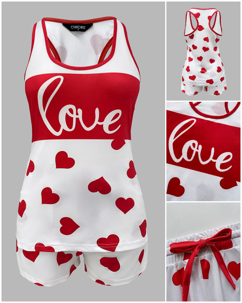 Love Heart Drawstring Pajamas Set 🇺🇸