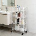 4 Tier Metal Rolling Utility Cart with Casters Storage Shelf Rack with Baskets and Wheels 72cm High 🇬🇧