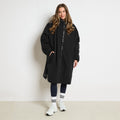 Adults Water Resistant Sherpa Drying Robe - Black 🇬🇧