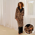 Flannel Fleece Leopard Print Dressing Gown, Adult - Natural 🇬🇧