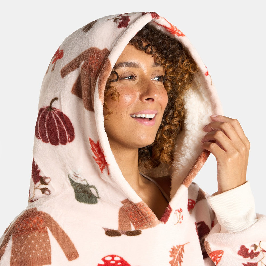 Adult Extra Long Autumn Hoodie Blanket - Beige 🇬🇧