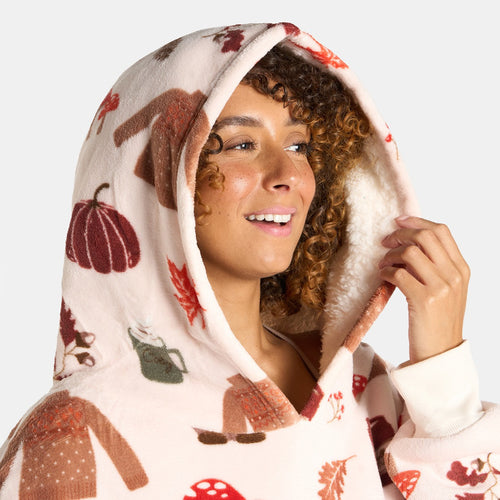 Adult Extra Long Autumn Hoodie Blanket - Beige 🇬🇧