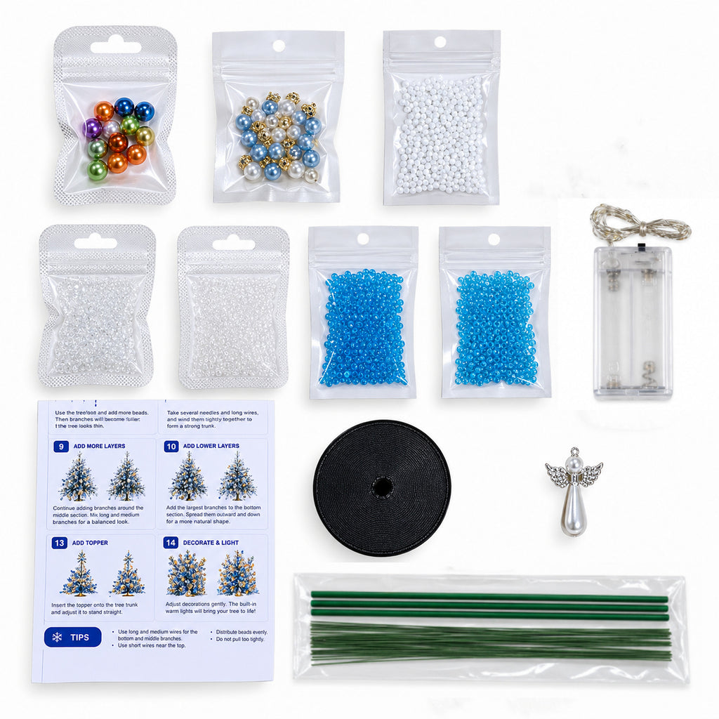 DIY Beaded Winter Magic Set Craft Kit with LED Lights, Handmade Holiday Tabletop Decor 🇬🇧