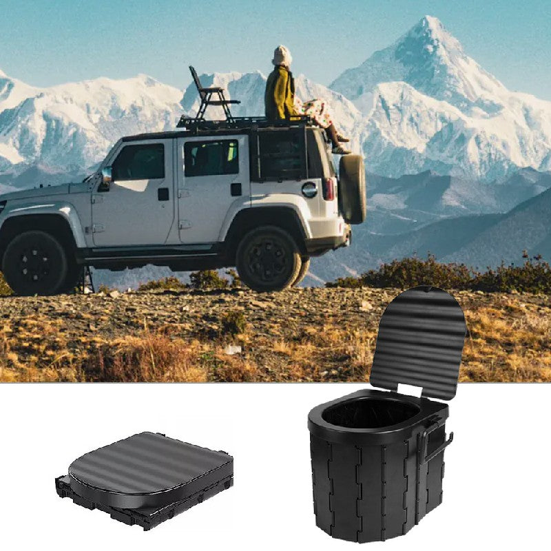 Folding Toilet Car Outdoor Travel Potty Portable for Camping Hiking Beach with 12 Garbage Bags 🇬🇧