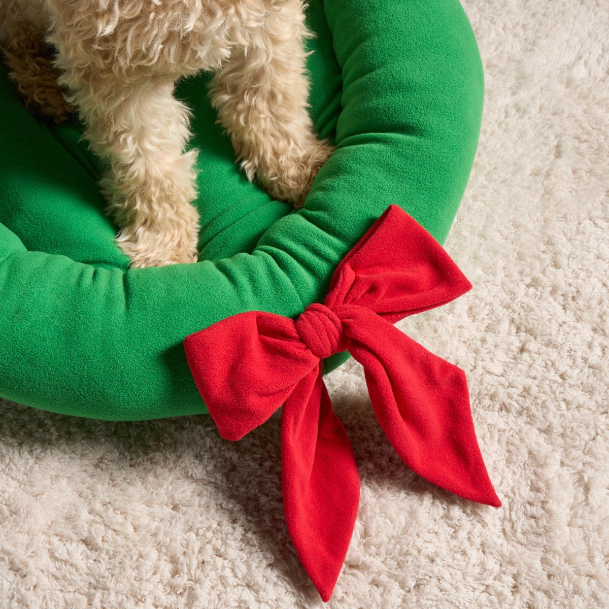 Christmas Bow Wreath Pet Bed - Green 🇬🇧