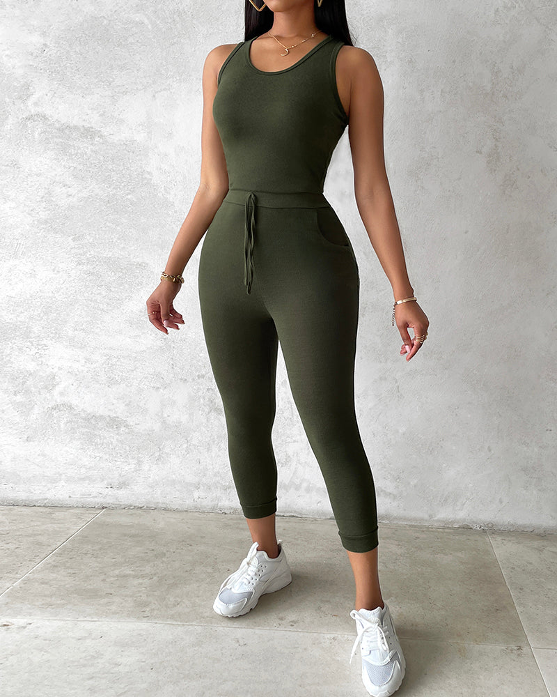 3 Piece Lounge Set Crewneck Sleeveless Tank Top Long Sleeve Open Front Coat Pants Sweatsuit 🇺🇸