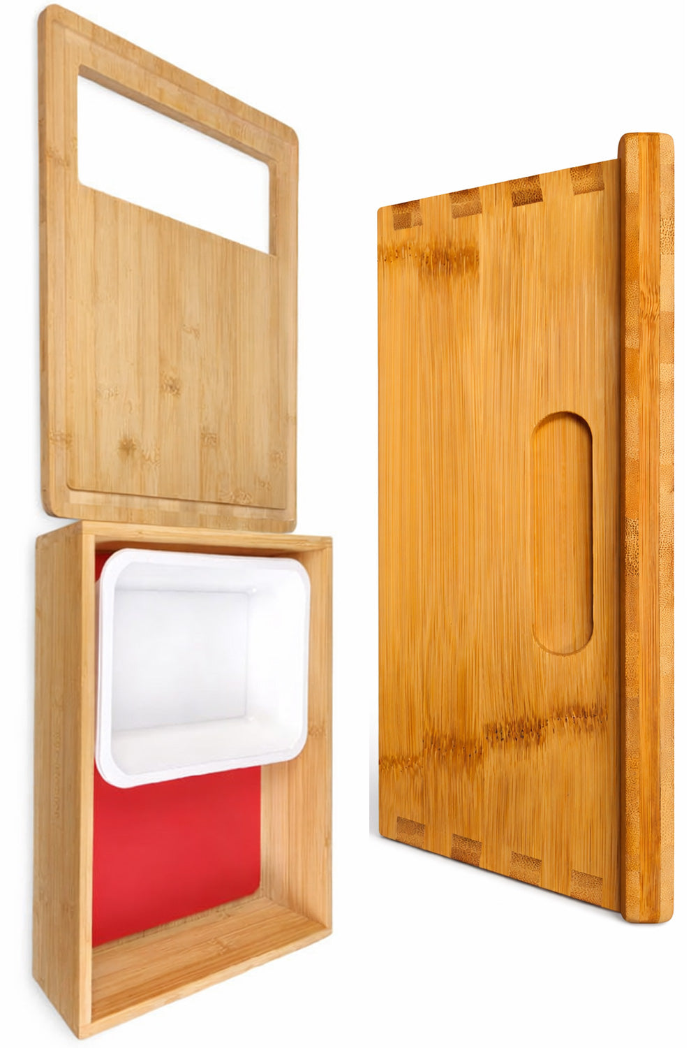 Bamboo Chopping Board with Storage Drawers & Colour-Coded Mats 🇬🇧