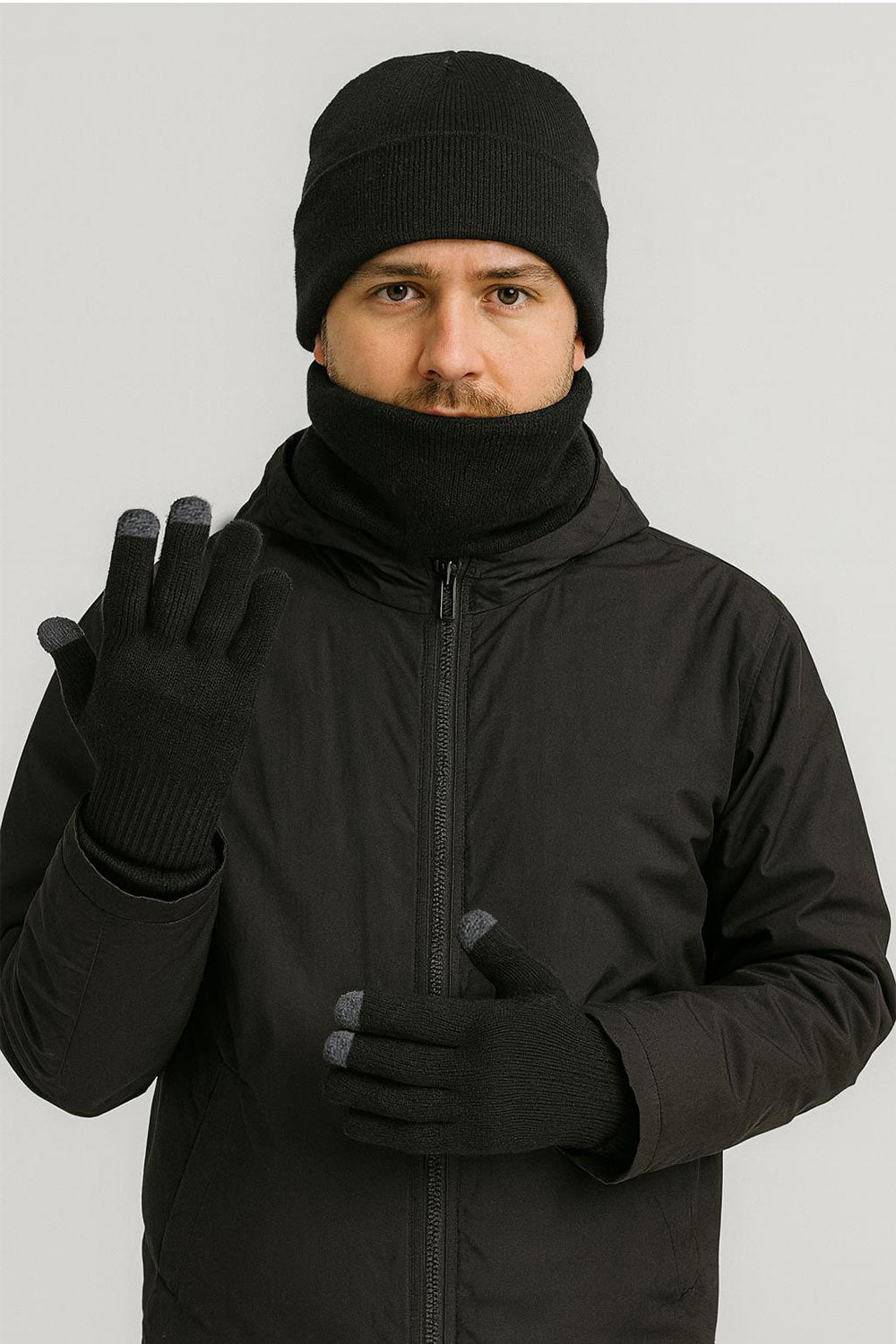 Unisex Winter Hat, Neck Warmer & Touchscreen Gloves Set – 3 Pieces Knit Cold Weather Accessories 🇬🇧