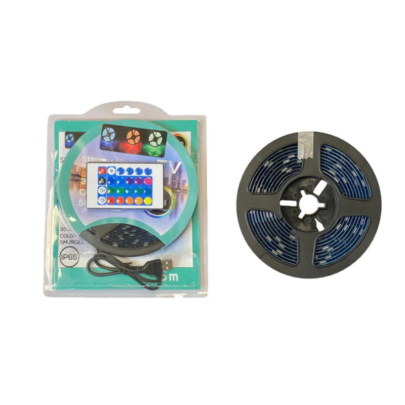 5m USB LED Strip with Remote Adhesive LED Strip RGB Multicolour Indoor TV Back LED Strip 🇬🇧