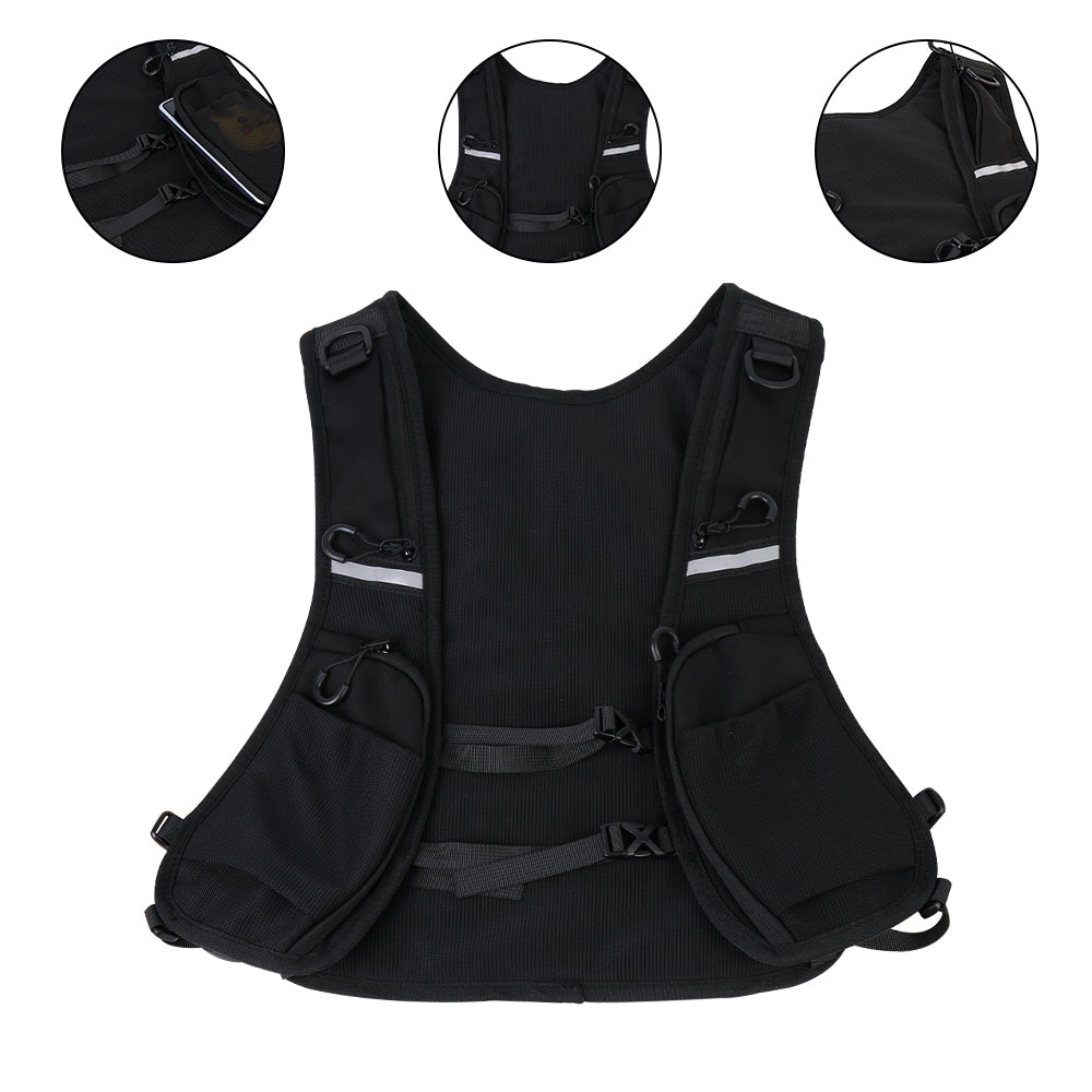 Cycling Running Vest Bag Reflective Hydration Vest Storage Bag Lightweight Backpack - Black 🇬🇧