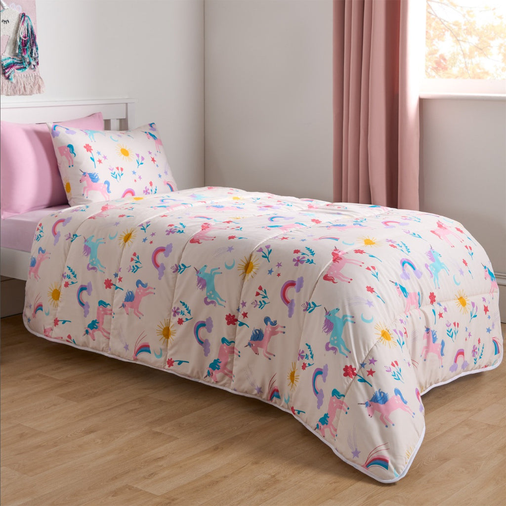 Unicorn Coverless 10.5 Duvet & Pillowcase, Pink - Single 🇬🇧