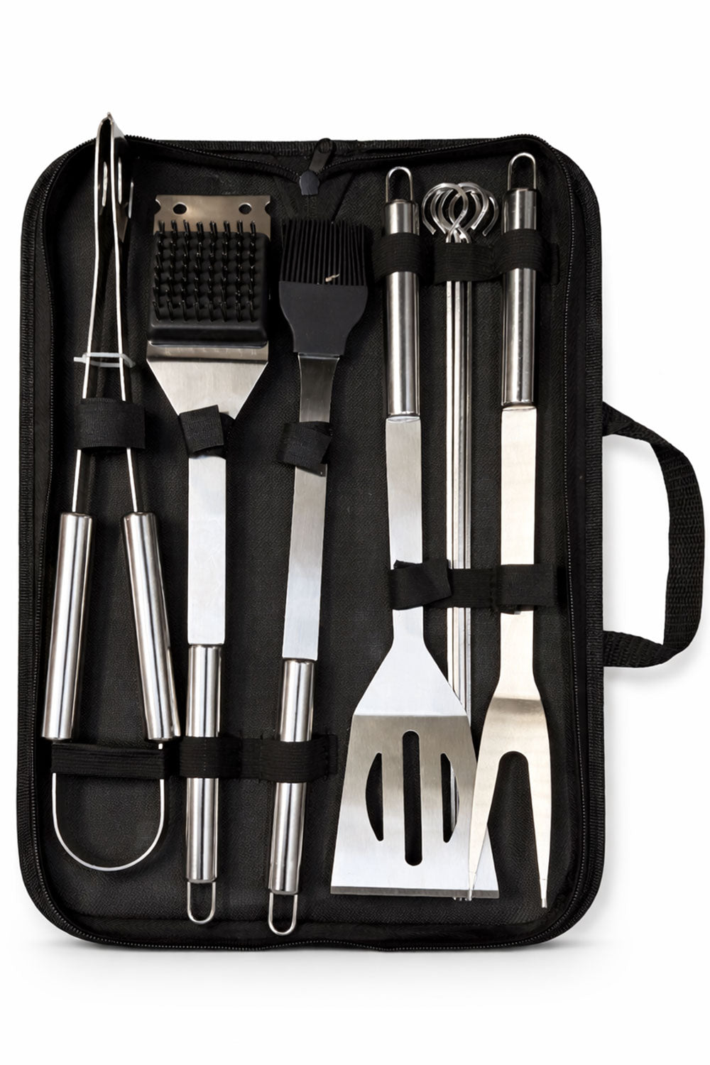 Stainless Steel BBQ Tool Set with Case – Grill Utensils Kit, Tongs, Spatula & Skewers 🇬🇧