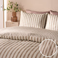 Waffle Watercolour Stripe Duvet Set - Stone 🇬🇧