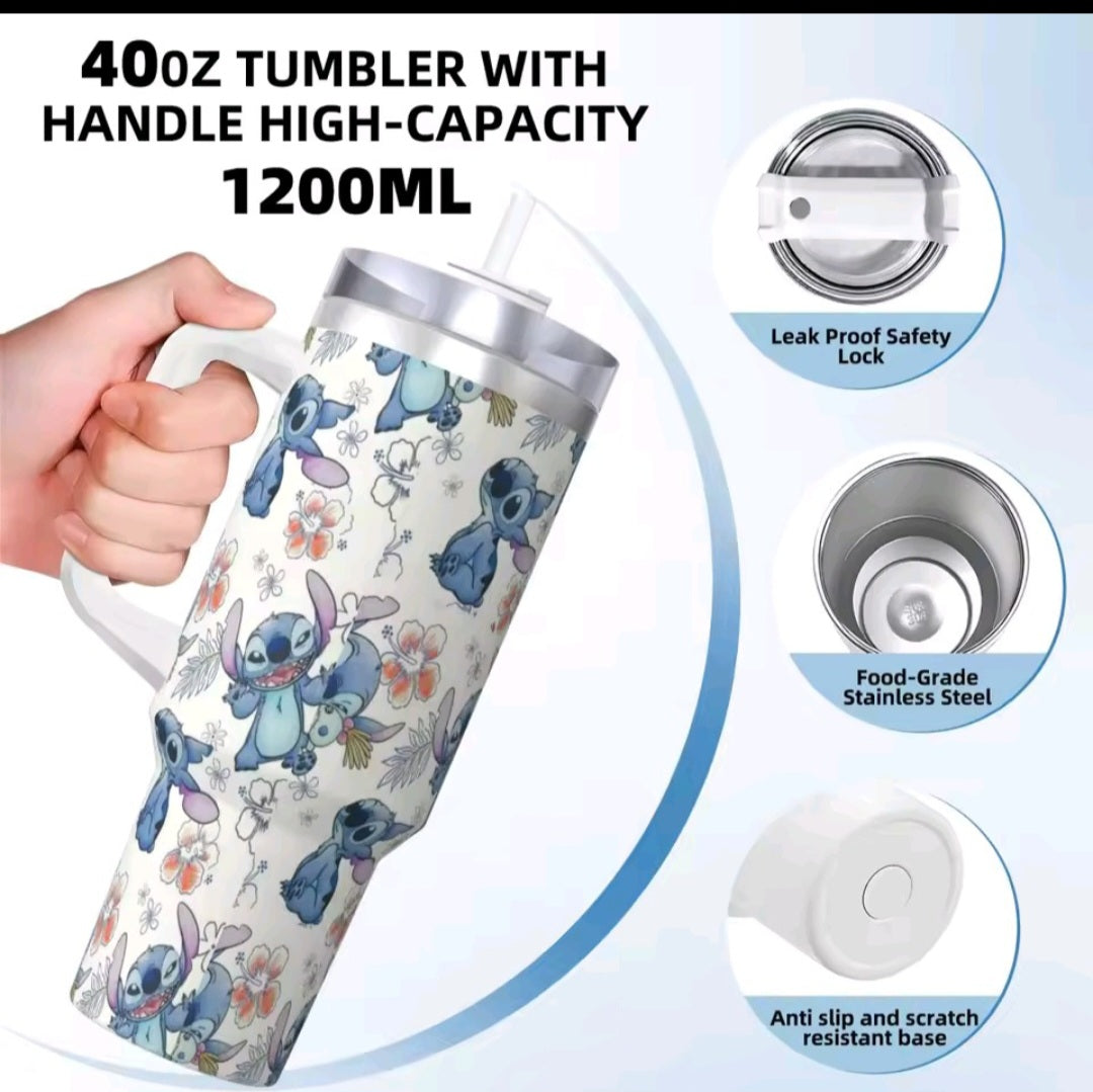 Cartoon inspired 40oz tumbler with straw - stainless steel insulated 🇨🇳