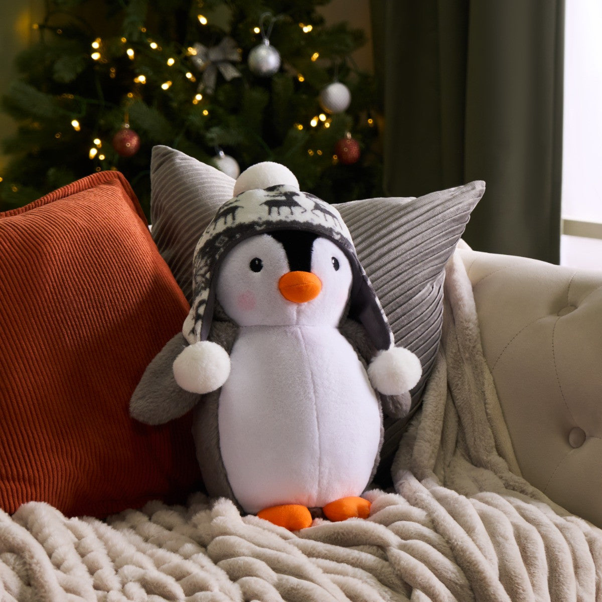 Penny the Penguin Cushion - Grey 🇬🇧