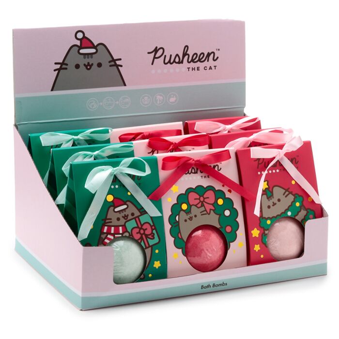 Handmade Bath Bomb in Gift Box - Christmas Pusheen the Cat 🇬🇧