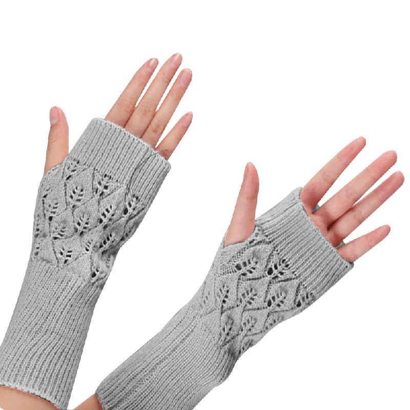 Winter Arm Hand Warmer Knitted Long Fingerless Gloves Soft Mittens for Female 🇬🇧
