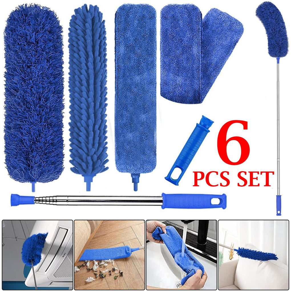 6-Piece Extendable Microfiber Duster Cleaning Kit – Telescopic Handle for Ceiling Fans, Blinds & Furniture 🇬🇧
