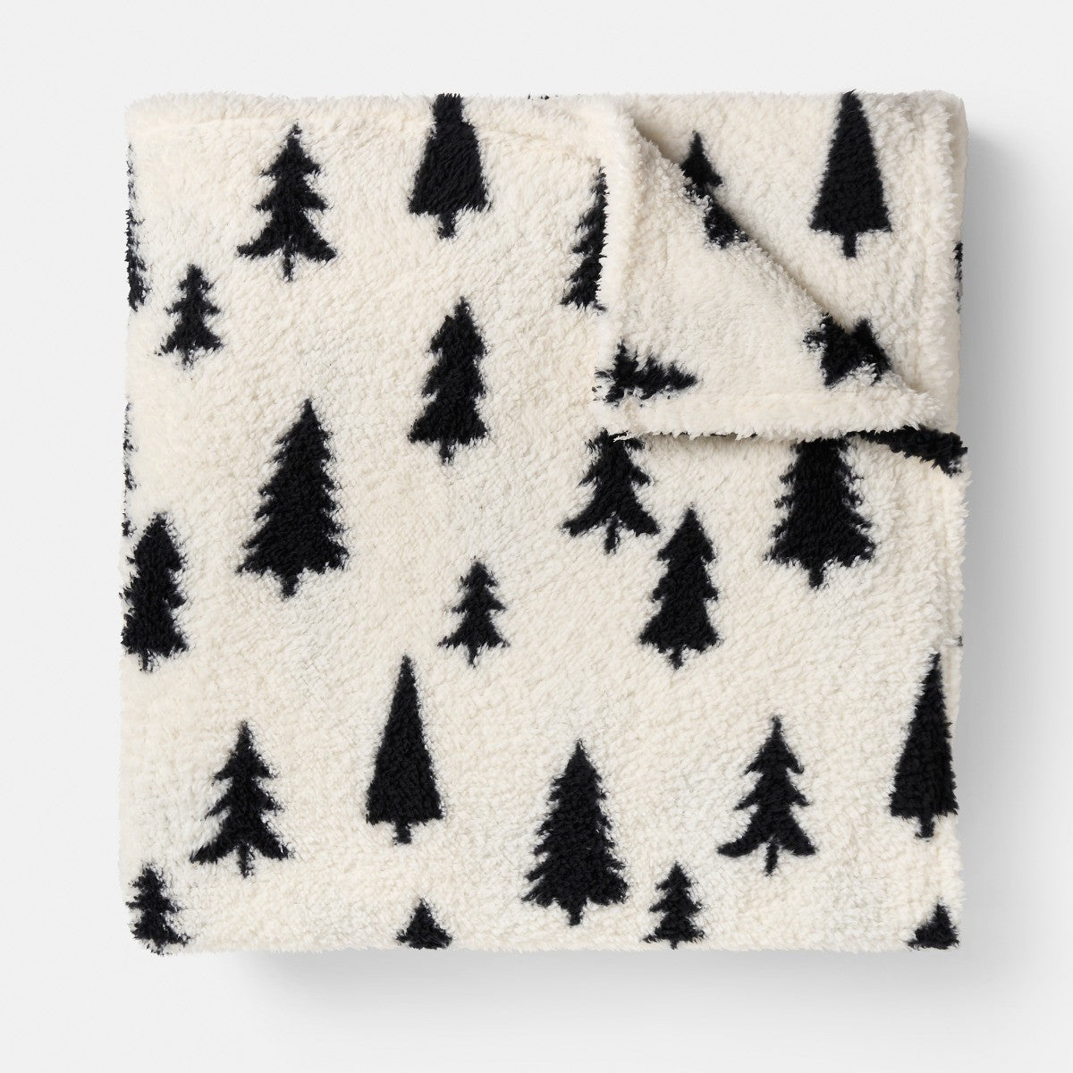 Christmas Tree Print Teddy Throw - Monochrome 🇬🇧