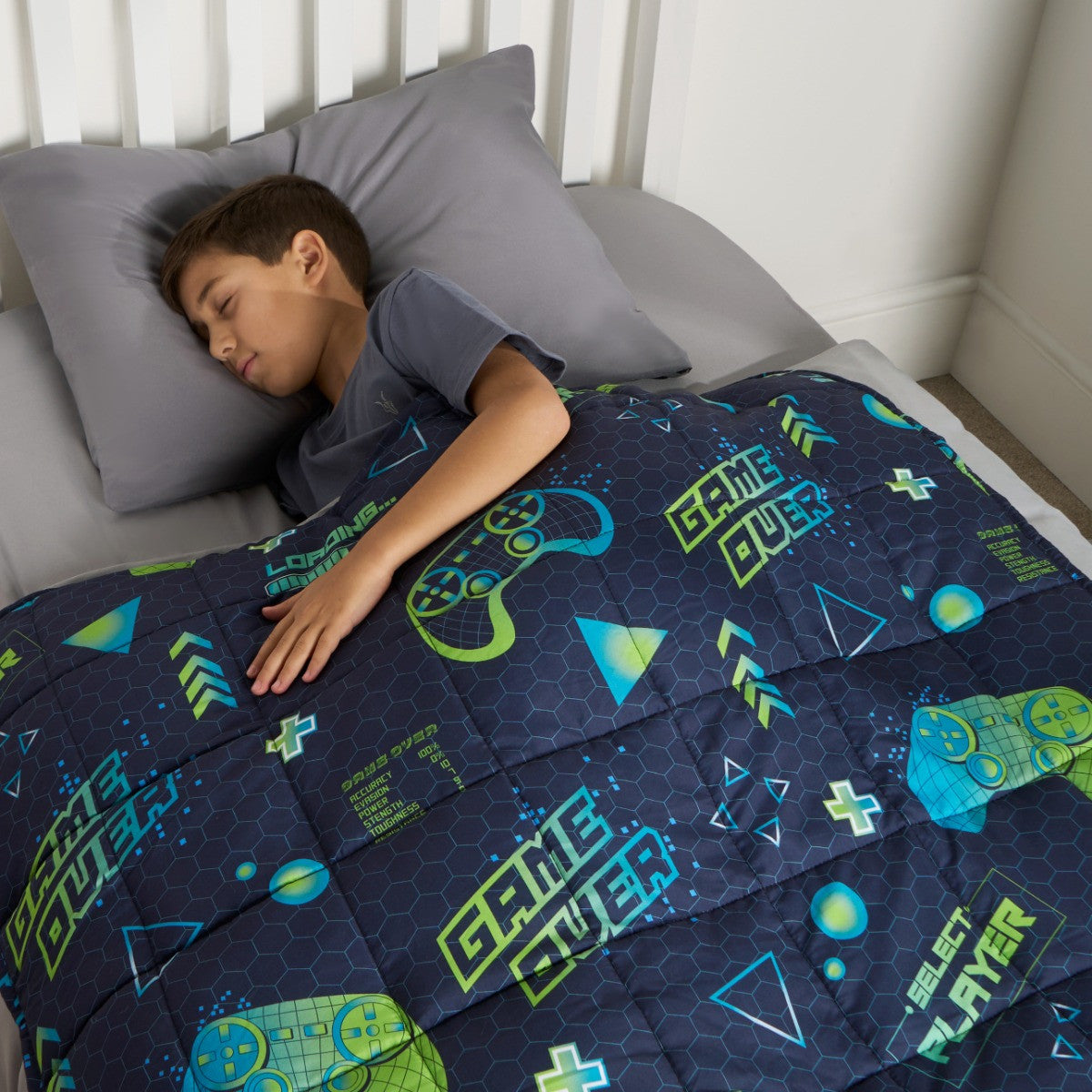 Kids Neon Gaming Weighted Blanket, Blue/Green - 3KG 🇬🇧