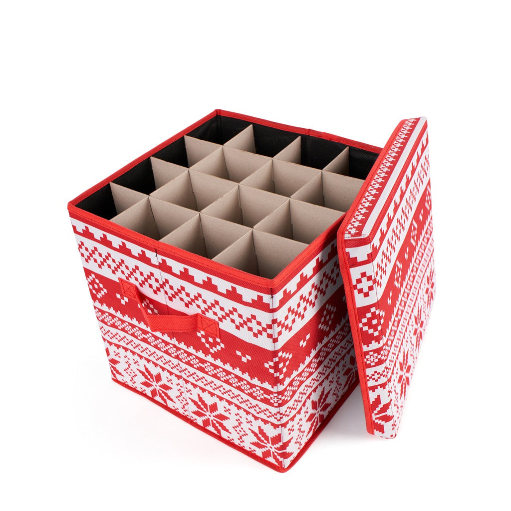 Christmas Nordic Print Bauble Storage Box - Red 🇬🇧